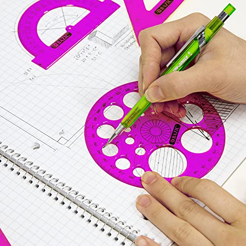 BAZIC Products 5-Piece Geometry Set, Ruler, Triangles, Protractor, 24-Box - size: 24-Pack