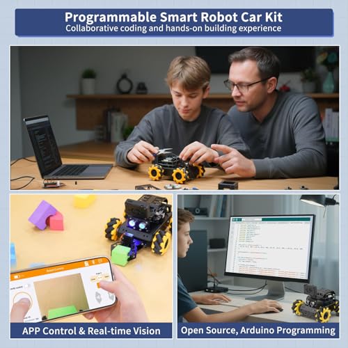 LewanSoul Robotic Kit for Arduino Robot Car AI Camera Vision Recognition Target Tracking Obstacle Avoidance, Programmable STEM Robot Gift for Ages 14 16+, Camera Robot Kit, miniAuto Standard Kit