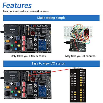 Freenove Projects Kit (No Control Board) (Compatible with Arduino IDE), 238-Page Detailed Tutorials, 46 Projects, No Soldering, Simple Wiring