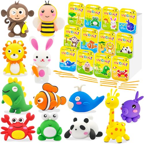 LanMa Air Dry Clay Kit for Kids, 12 Pack Animal Air-Dry Art Kits with Ultra Light & Soft Modeling Clay, Instructions, Sculpting Tools, Christmas Birthday Gifts for Boys Girls - color: Animals