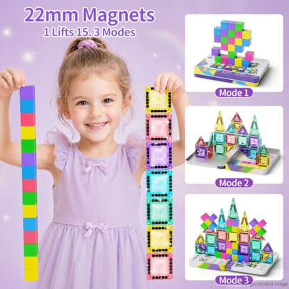 Travel Magnetic Tiles Building Set STEM Educational Building Toys - style: 3 in 1 Compatible