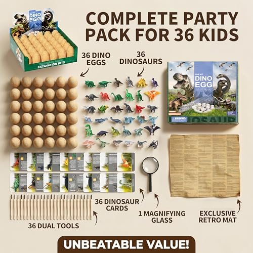 36-Pack Dinosaur Eggs Dig Kit Toys, Excavation Kit with Magnifier - style: 36 Dinosaur Eggs