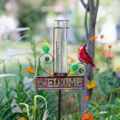 Stargarden Rain Gauge Outdoor, Metal Cardinal Rain Gauge - color: Cardinal