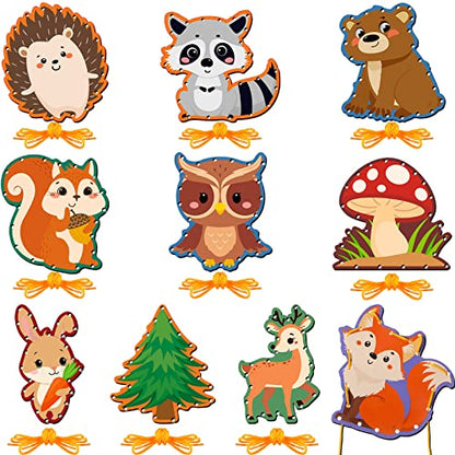 Pajean 10 Pcs Kids Lacing Cards Double Sided Animal Sewing Cards Kits 10 Styles Lacing Toy Crafts for Toddler Ages 6+ Developing Imagination Preschool Learning Activity Supplies(Forest Animals Style) - style: Forest Animals Style