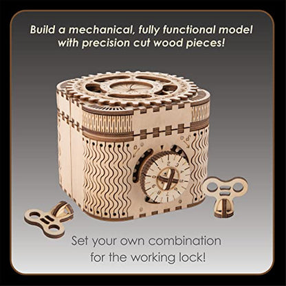 MindWare Gearjits: Treasure Box – 158pc Wooden 3D Building Puzzle for Teens & Adults – DIY Construction Model – Fun for Parents Too! – Great STEAM Gifts for Ages 12+