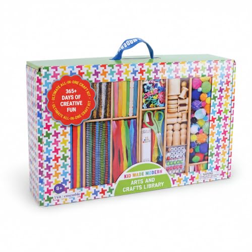 Kid Made Modern Arts and Craft Kit – A DIY 3.8 Pounds of Hobby Craft Supplies & Materials Box for Creative Art Projects for Kids Age 4 5 6 7 8 9 10 11 & 12 Year Old Girls & Boys - color: Creative Essentials Kit