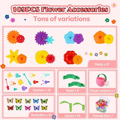 109pcs Flower Garden Building Toys Set - STEM Montessori Toys for Girls - size: Hyper Set - 109pcs