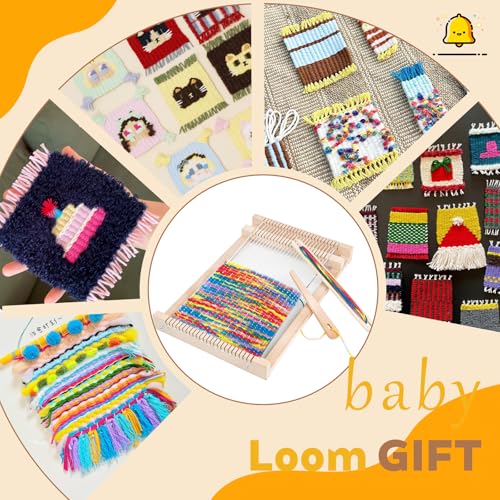 Wooden Weaving Loom Kit for Kids,Arts and Crafts Mini Weaving Loom with 13 roll Colorful Yarns,11.4" x 7.5" Hand-Knitting Frame Looms for Easy Weaving,Weaving Loom and Yarns for Beginners and Adults