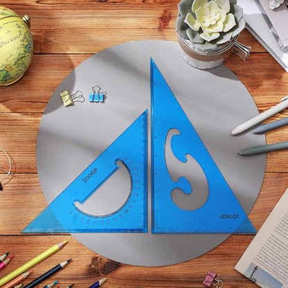 EBOOT 2 Pcs Large Transparent Triangle Ruler 30/60 and 45/90 Degrees, Blue - color: Blue