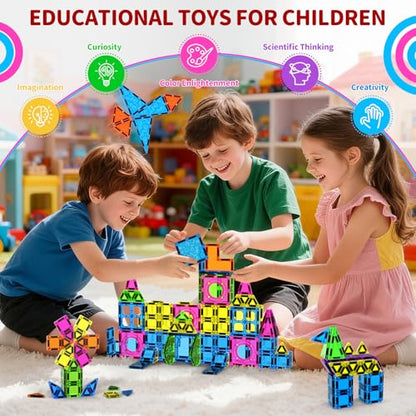 250 PCS 3D STEM Educational Magnetic Tiles for Kids Magnetic Blocks Set