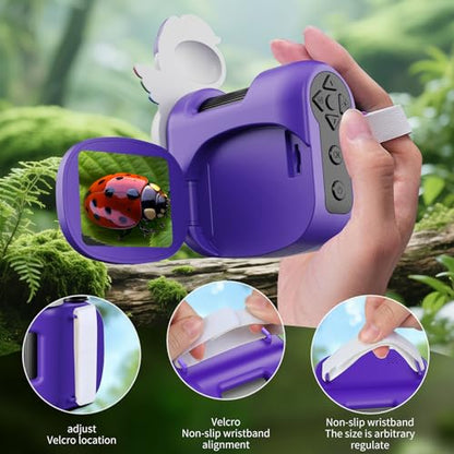1600X Handheld Microscope for Kids 2" IPS Screen Kit Mini Pocket Digital Microscopes STEM Science with Slides Photo Video Rechargeable Portable Scope Gift for Ages 6-12 (Purple) - color: Purple