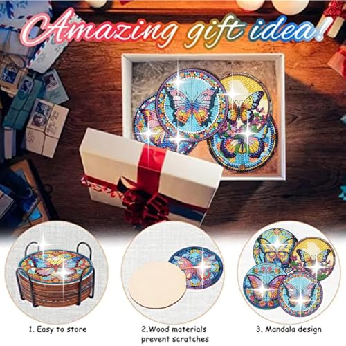 8 Pack Diamond Art Coasters,Butterfly Diamond Painting Coasters Kits - color: Butterfly Coasters