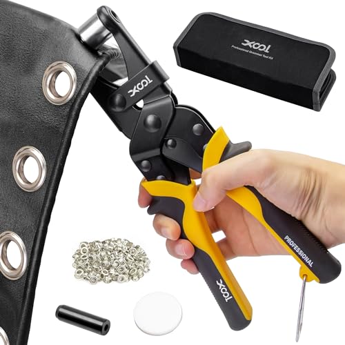 XOOL Grommet Tool Kit, 200 Sets 3/8" 10mm Grommets with Magnetic Positioning, Heavy Duty Grommet Pliers with Hole Cutter for Tarps, Canvas, Fabric, Banners, Leather and DIY Crafts - size: 3/8" Grommet Tool Kit