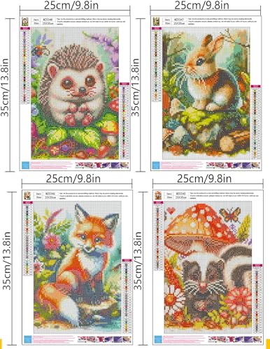 Axquilon 4 Pack Animal Diamond Art Kits for Adults- 9.8x13.7inch - color: 4 Pack Animal