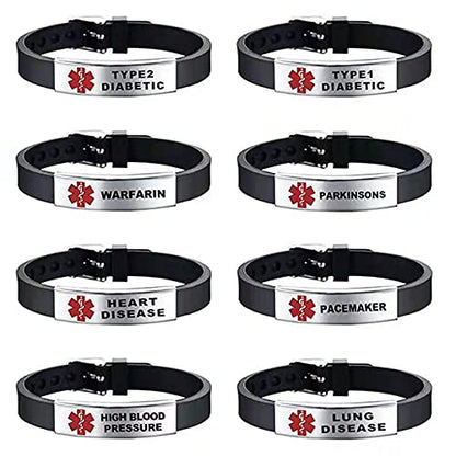 KunBead Medical Alert Bracelets for Women Adjustable Stainless Steel Silicone Emergency Awareness Medical ID Bracelet Wristband - style: PACEMAKER
