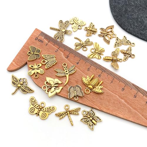 WOCRAFT 60pcs Antique Gold Butterfly Bracelet Charms for Jewelry Making Sets DIY Necklace Bracelet Keychain Crafting Charms Kit Craft Supplies (SN846) - color: Antique Gold, size: Butterfly Charms
