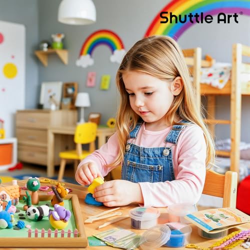 Shuttle Art Air Dry Clay for Kids - Zoo Town, 55 PCS Modeling Clay Kit with Sculpting Tools and Tutorials, Safe & Non-Sticky, Craft Gifts for Boys & Girls - style: Zoo Town