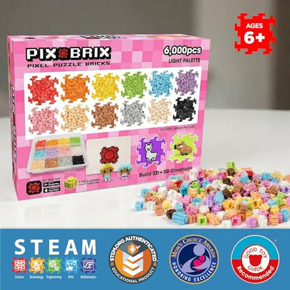 Pix Brix Pixel Puzzle Building Bricks, 6,000 Piece Container, Light Palette - color: Light, size: 6000pc