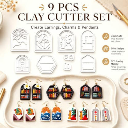 9Pcs Boho Arch Clay Earring Cutters - color: Bookshelf