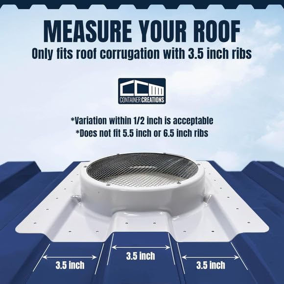 20ft Shipping Container Roof Vent System: (1) Whirlybird Wind Turbine, (1) Roof Vent Adapter, Plus (10) 2.5" Sidewall Vents | No-Weld Vent for 3.5" Corrugation for Container Roof | Stop Condensation - size: 20ft Vent System