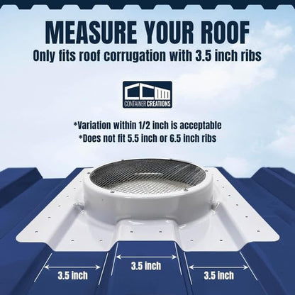 20ft Shipping Container Roof Vent System: (1) Whirlybird Wind Turbine, (1) Roof Vent Adapter, Plus (10) 2.5" Sidewall Vents | No-Weld Vent for 3.5" Corrugation for Container Roof | Stop Condensation - size: 20ft Vent System