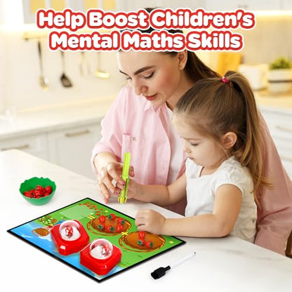 Math Board Games for Kids with Dice Poppers, Math Manipulatives Kindergarten Preschool Math Games Counters Toys, Addition and Subtraction Dice Games Homeschool Supplies Classroom Must Haves - style: Red