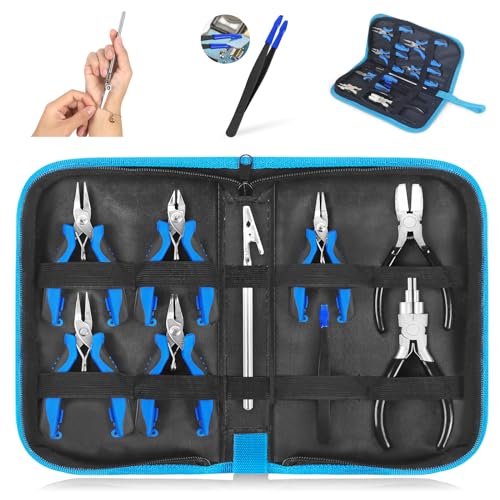 Toolour Jewelry Pliers Set Jeweler Making Tools Kit,Mini Craft Pliers Tool for Adults Beginner,Jewelry Making Supplies DIY Beading Hobby Crafting Wrapping Crimping Cutting Repair
