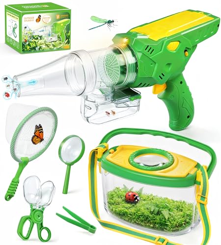 Bug Catcher for Kids, Bug Vacuum Catching Kit with Bug Collector Butterfly Net Magnifying Glass Bugs Grabber Insect Catcher Tweezers, Outdoor Explorer Toys Gift