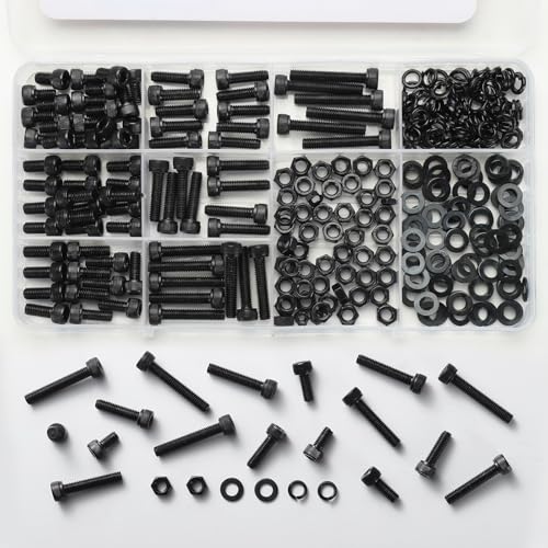 1115Pcs M2.5 Screws Assortment Kit,Hex Socket Head Cap Screws Bolts Nuts Washer Set,12.9 Grade Alloy Steel,Black Oxide M2.5 x 4/6/8/12/16/20/25mm,for 3D Printer,DIY Project - size: M2.5 1115PCS Socket Black