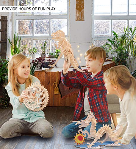 Puzzled 3D Puzzle Lucky Dragon and Phoenix Wood Craft Construction Kit