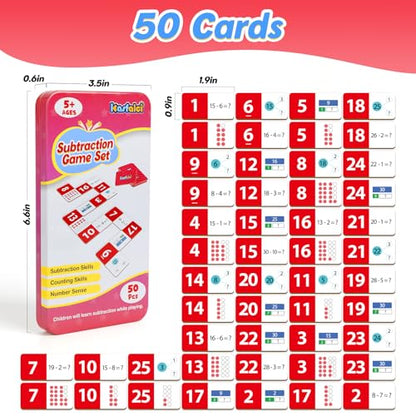 Kasfalci Subtraction Dominoes Set,Math Manipulatives Games for Kids,Counting Toys,Learning Games,Preschool Learning Activities,Homeschool Supplies,Kindergarten Classroom Must Haves,1st 2nd 3rd Grade - color: Red