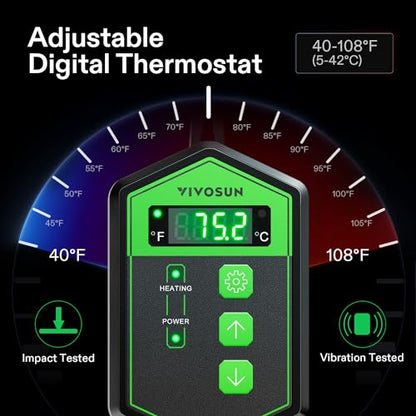 VIVOSUN 10"x 20.75" Seedling Heat Mat and Digital Thermostat Combo Set, UL & MET-Certified Warm Hydroponic Heating Pad for Germination, Indoor Gardening, Greenhouse (Pack of 2) - size: 10"x20.75" (Pack of 2)