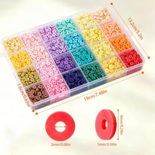 24 Colors 2200Pcs Polymer Clay Beads DIY Friendship Bracelet Kit