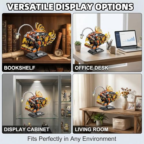HJPLPXH Mechanical Angler Fish Building Set with Light, Lantern Fish Model - style: Angler Fish