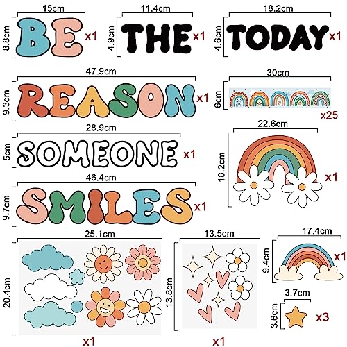 Boho Rainbow Classroom Bulletin Board Decoration Set Welcome Borders Cutouts for Back to School Classroom Door Welcome Bulletin Board Craft Party Home Wall(Be The Reason Someone Smile Today) - style: Be The Reason Someone Smile Today