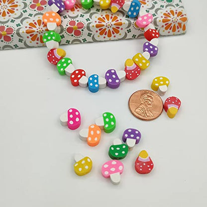 200pcs Mushroom Polymer Clay Beads - color: Mushroom