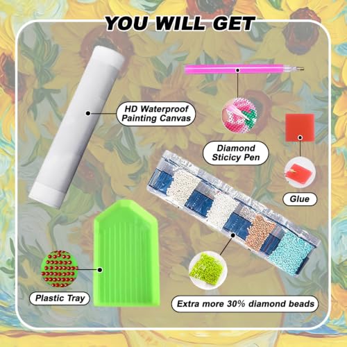 VeGuude Diamond Art Kits for Adults Sunflower Diamond Painting Kits 12*12In - color: DP04897