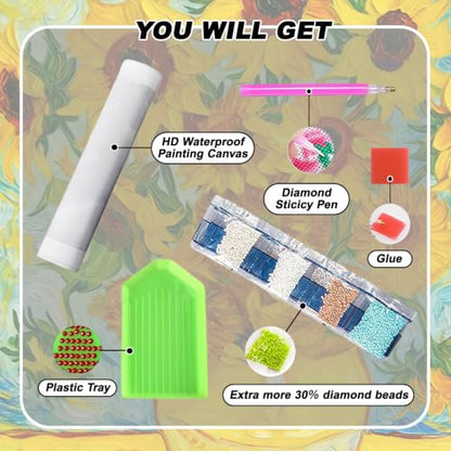 VeGuude Diamond Art Kits for Adults Sunflower Diamond Painting Kits 12*12In - color: DP04897
