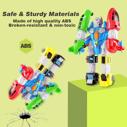 SOMMER 5-in-1 Magnetic Vehicles Toy Playset, Mix and Match STEM Stacking Assembling Car Kit with Storage Box, Transform into Robot, Birthday Gift for Toddler Kids 3 4 5 6 7 Year Old Boys Girls