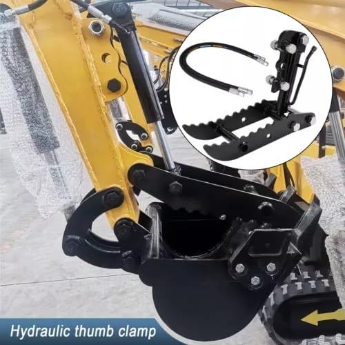 Hydraulic Thumb for Mini Excavator 3 Ton & Below, Compatible with Older Excavator Models, Universal Thumb Attachment Kit with Cylinder & Hoses for Grabbing Irregular Objects