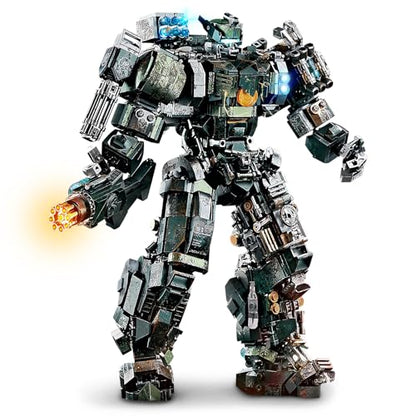 HIGH GODO Mech Building Blocks Set for Adults, Motorized Robot Model Building Kit with Multiple Weapons, Battle Damage Style Warrior Collectible Gifts for Man Ages 14+ (1403 Pieces) - style: Battle Damage Mech