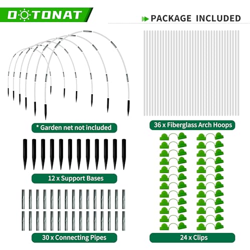8FT Garden Hoops Grow Tunnel Kit - Rust-Free Fiberglass Frame for Raised Beds, 36pcs - DIY Plant Support for Garden Netting, Row Covers, and Greenhouse Protection - style: Vanilla-36pcs
