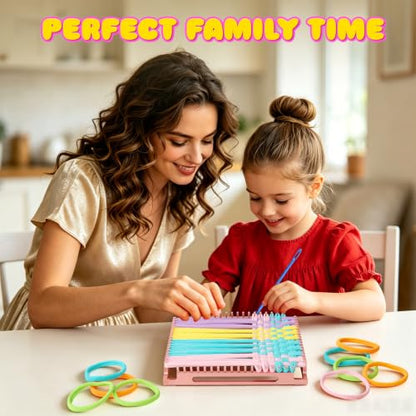Cnbnd Aluminum Potholder Loom Kit for Kids,7.5 Inch Metal Weaving Loom - color: Pink