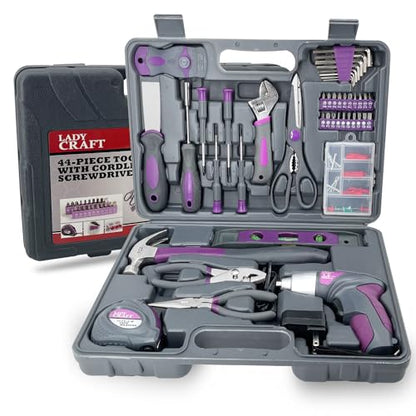 44Pcs Lady Tool kit 4V Purple Poewer Screwdriver Set Home/Dorm