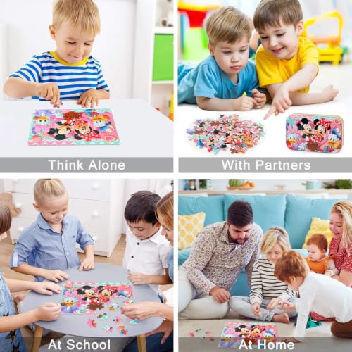Puzzles for Kids Ages 4-6, 60 Piece Puzzles for Kids Ages 3-5 in Metal Box - color: Pink