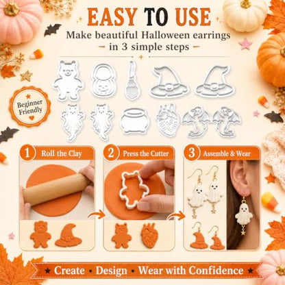 11PCS Halloween Polymer Clay Cutters Set - color: Halloween molds-10pcs