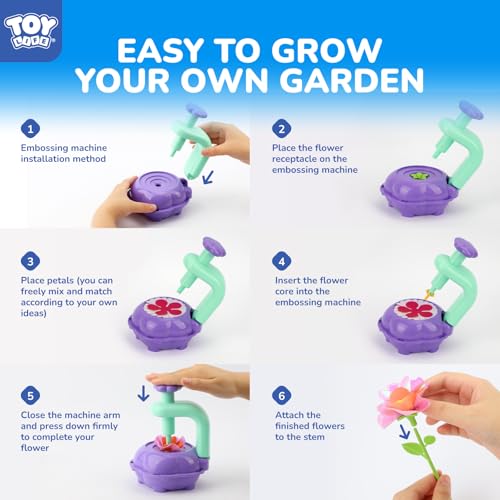 TOY Life DIY Flower Bouquet Craft Kit for Girls, Ages 3-8 - color: Purple-36 pack