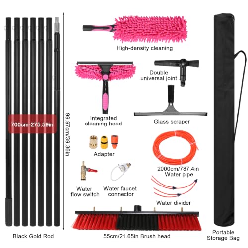 Solar Panel Cleaning Brush Kit Height Adjustable with 20m Hose