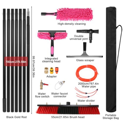 Solar Panel Cleaning Brush Kit Height Adjustable with 20m Hose