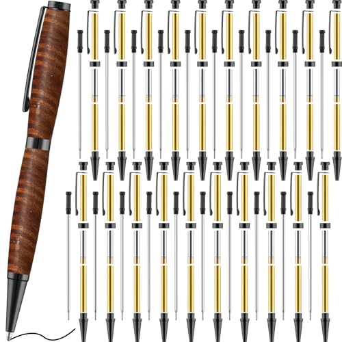 Colarr 20 Pcs 7mm Slimline Twist Pen Kit with Refill Wood, Black - color: Black